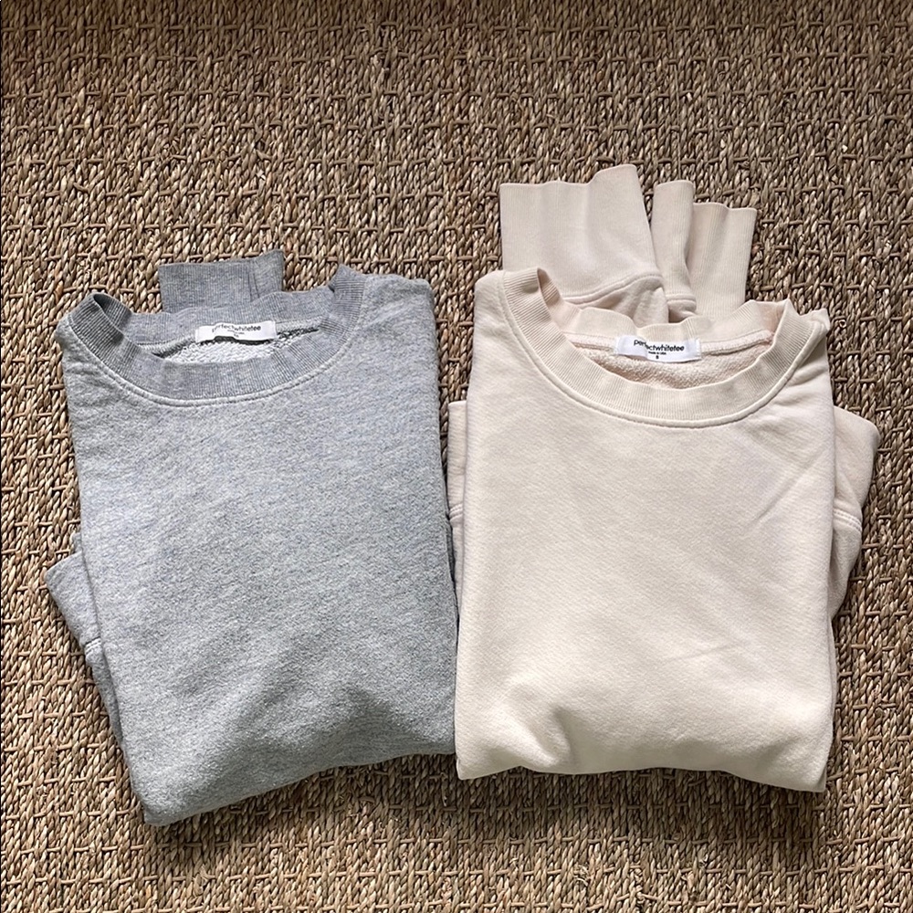 PERFECT WHITE TEE … set of two terry long sleeve light sweatshirts